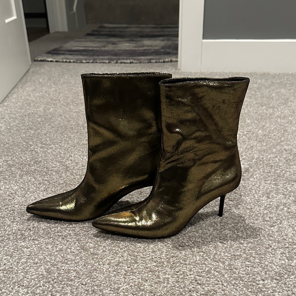 Zara Shimmering Bronze Ankle Boots-37